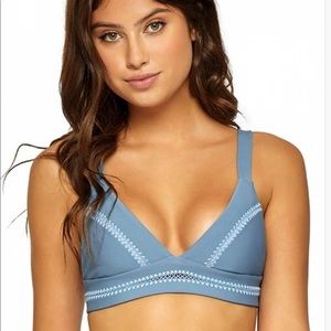 SKY BLUE STITCHED ELLIE HALTER TOP BY PILYQ